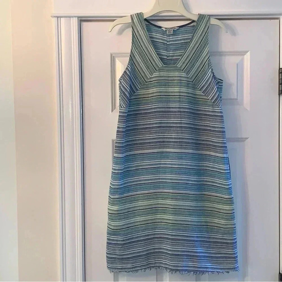 Tommy Bahama Micronesia Stripe Dress Sleeveless Shift Size XS 100% Linen Pockets - Picture 2 of 8